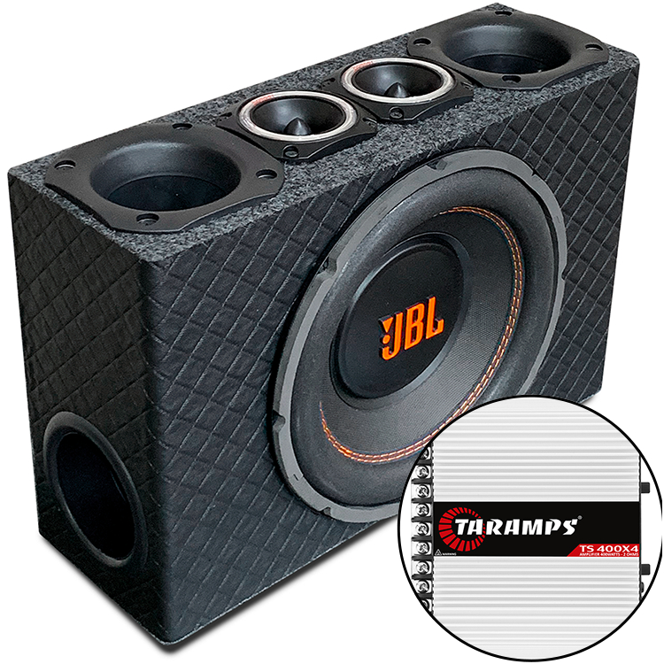 Caixa Trio Dutada Slim + Subwoofer 10 Polegada Modulo Amplificador Taramps - Stetsom