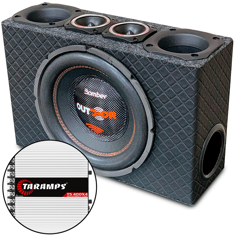 Caixa Trio Slim Subwoofer Bomber 10 Pol Modulo Amplificador em Oferta na Shopee