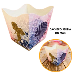 10~60 KIT CACHEPÔ DECORATIVO PAPEL FESTAS FLORES DECORAÇÃO TEMA SEREIA FUNDO DO MAR 72.1 (CHOCO)