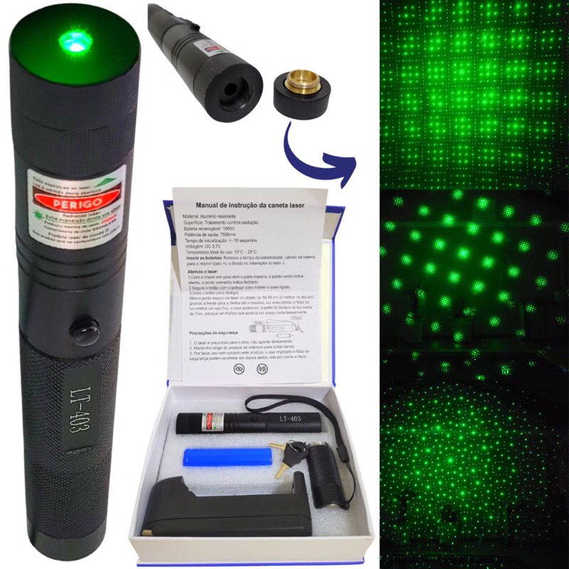 Caneta Laser Mais Forte Do Mundo Bateria Recarregável Laser Pointer Verde Ultra Forte Potente Chave segurança