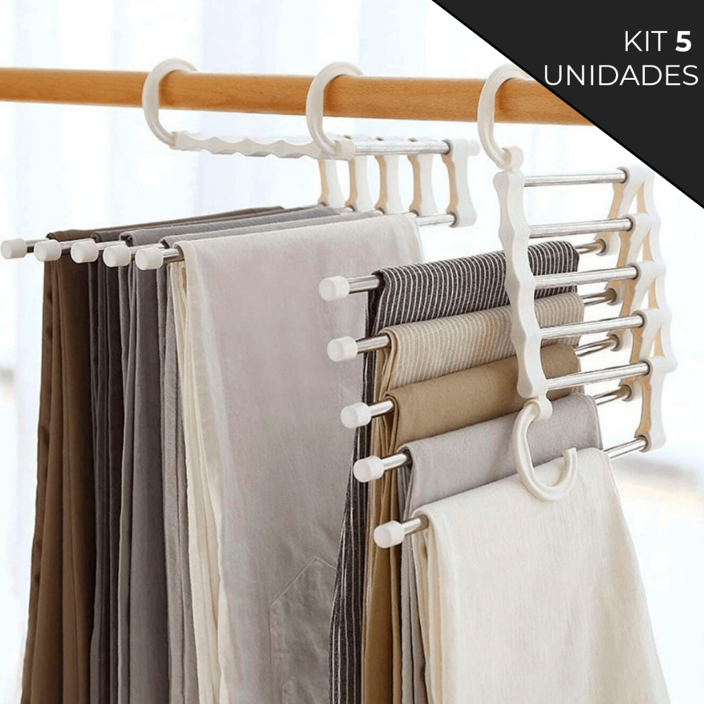Kit 3 Cabide Para Calças Roupas Multiuso Reforçado Adulto Saias Camisetas