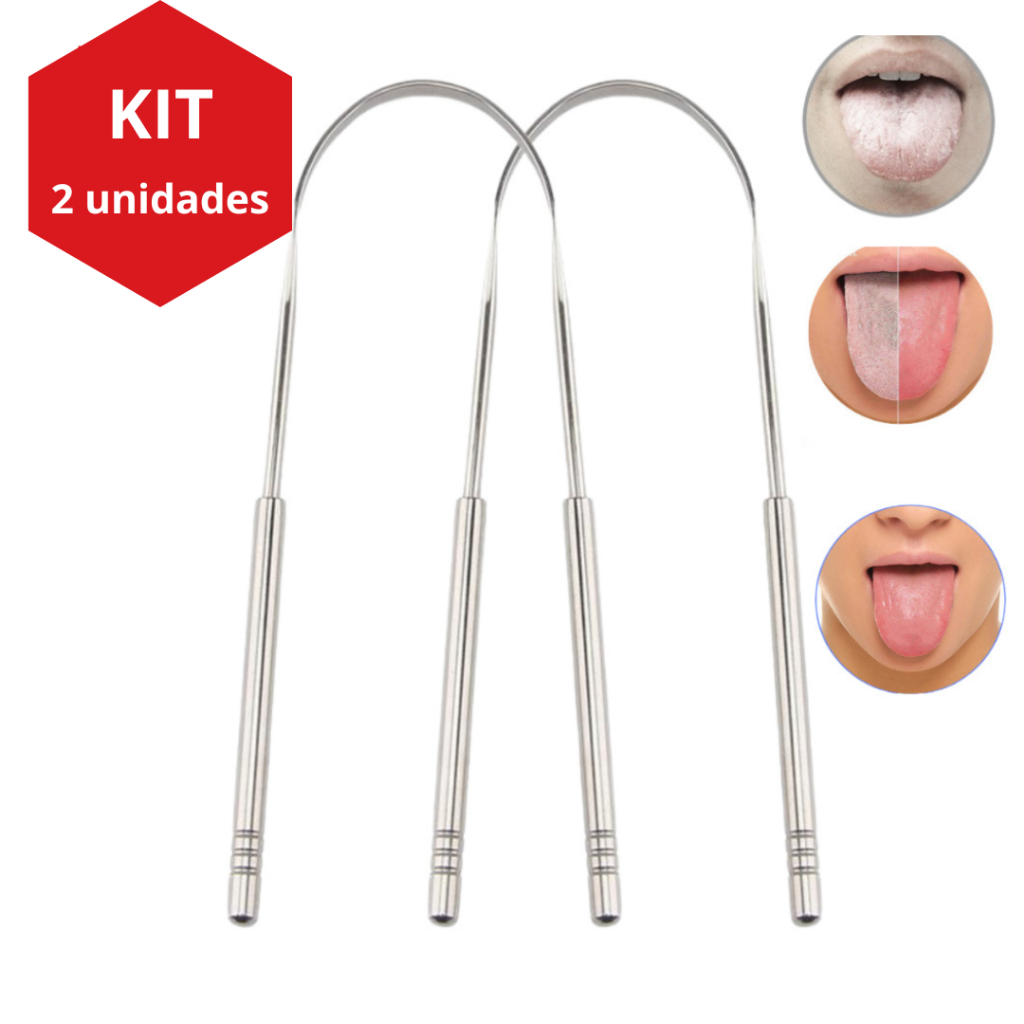 Limpador Raspador de Língua em Aço Inox Curvado Boca Limpa Raspador de Língua em Oferta na Shopee