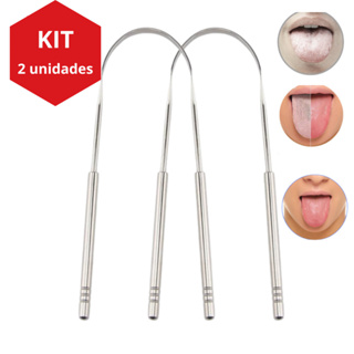 Limpador Raspador de Língua em Aço Inox Curvado Boca Limpa Raspador de Língua em Oferta na Shopee