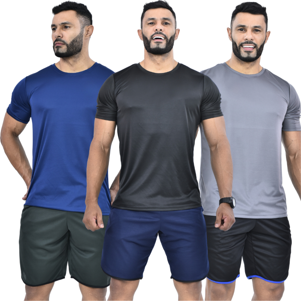 Kit 2 Camiseta Manga Curta Masculina Dry Premium Fitness Para Treino Academia Esportes e Corrida