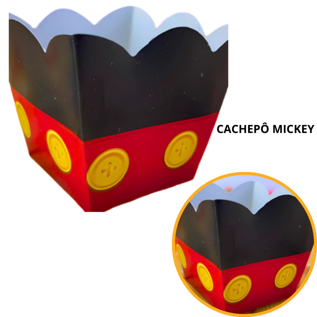 10~60 KIT CACHEPÔ 8,5X8,5X7,8 DECORAÇÃO FESTAS MICKEY TEMA FESTA - Home & Living
