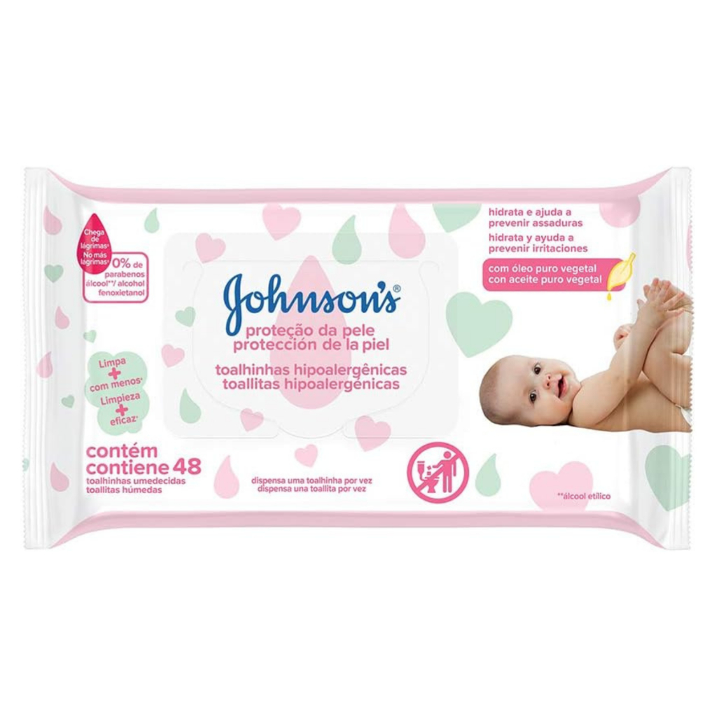 Lenço Umedecido Johnson's Baby Extra Cuidado Com 48 Unidades em Oferta na Shopee