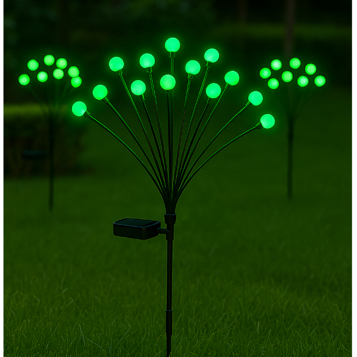 Luz De Led Verde Efeito Vagalume Energia Solar Lindo 12 luzes LEDS verde Decoração Natal Jardim Espaço de lazer Casa