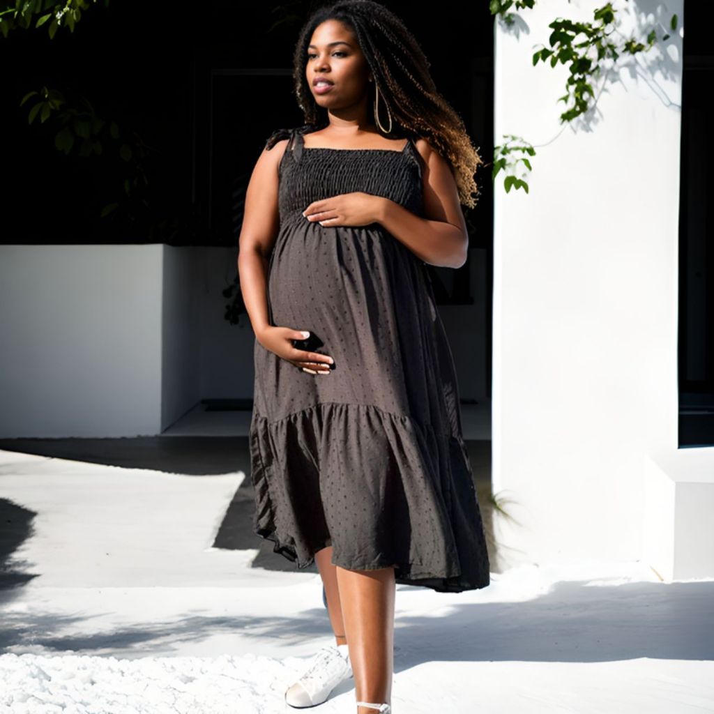 Vestido Midi Plus Size De Alcinha Ideal Para Gestante