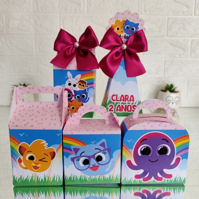 Kit Caixinhas Bolofofos Rosa/Menina - Lembrancinhas Personalizadas | Mimos | Kit Festa | Personalizados (PEGUE E MONTE)