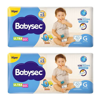 Kit 2ptes Fralda Babysec Galinha Pintadinha Ultrasec Hiper G 60un cada - Total 120un