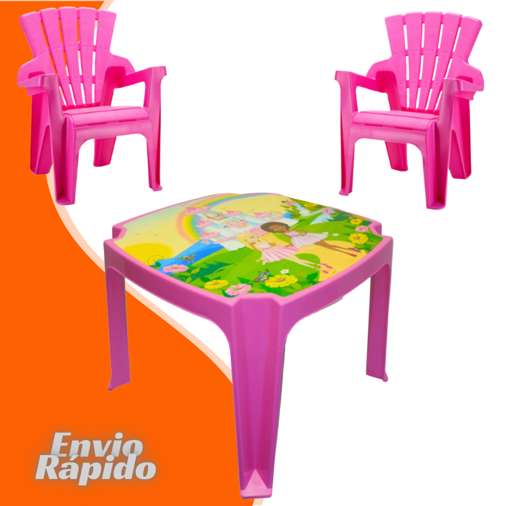 Kit Mesa Infantil Com 2 Poltrona Cadeira Educativa Reforçada Resistente Alimentação Estudo Mesinha