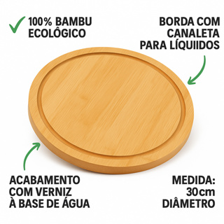Tábua Redonda de Bambu Para Corte Multiuso Churrasco Carnes Legumes em Oferta na Shopee