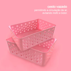 Cestinha Organizadora Empilháveis Multiuso – 19x14x6,5cm Cozinha, Armário, Banheiro