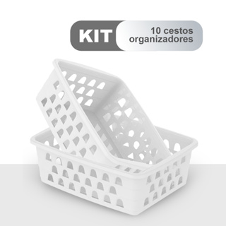 Kit 10 Cestinha Organizadora Pequeno Multiuso Empilhavél Branco em Oferta na Shopee