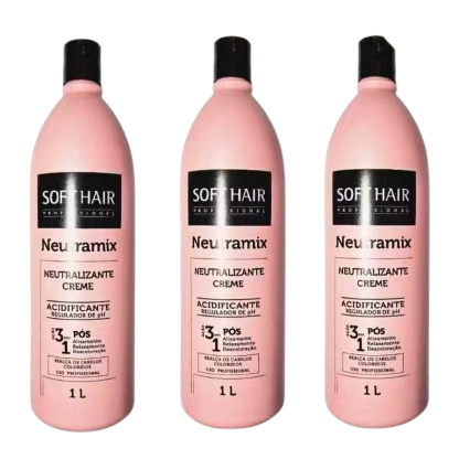 Kit com 3 ou 6 neutramix neutralizante acidificante 1 litro soft hair ESCOLHA SEU KIT em Oferta na Shopee