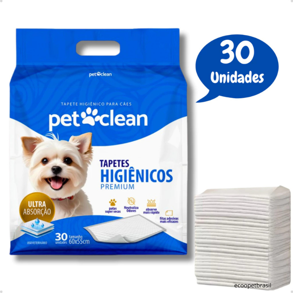 Tapete Higiênico Ultra Absorção Gel para Cachorro 60x55 cm Pet Clean - KIT com até 90 unidades em Oferta na Shopee