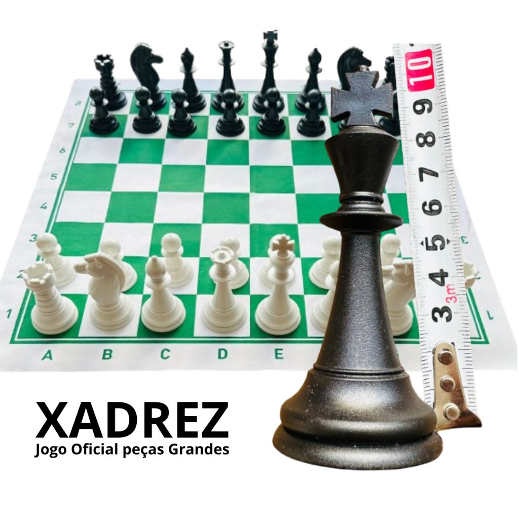 Tabuleiro Xadrez Oficial De Napa 46x46cm Padrão Escolar Rei 10cm Peças de Xadrez Grande em Oferta na Shopee