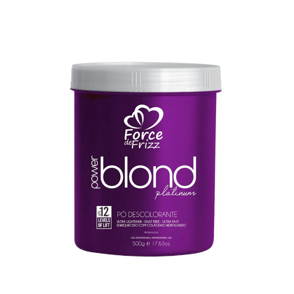 Pó Descolorante Azul Power Blond Platinum Profissional Force Cosméticos 500g -  Abre até 12 tons