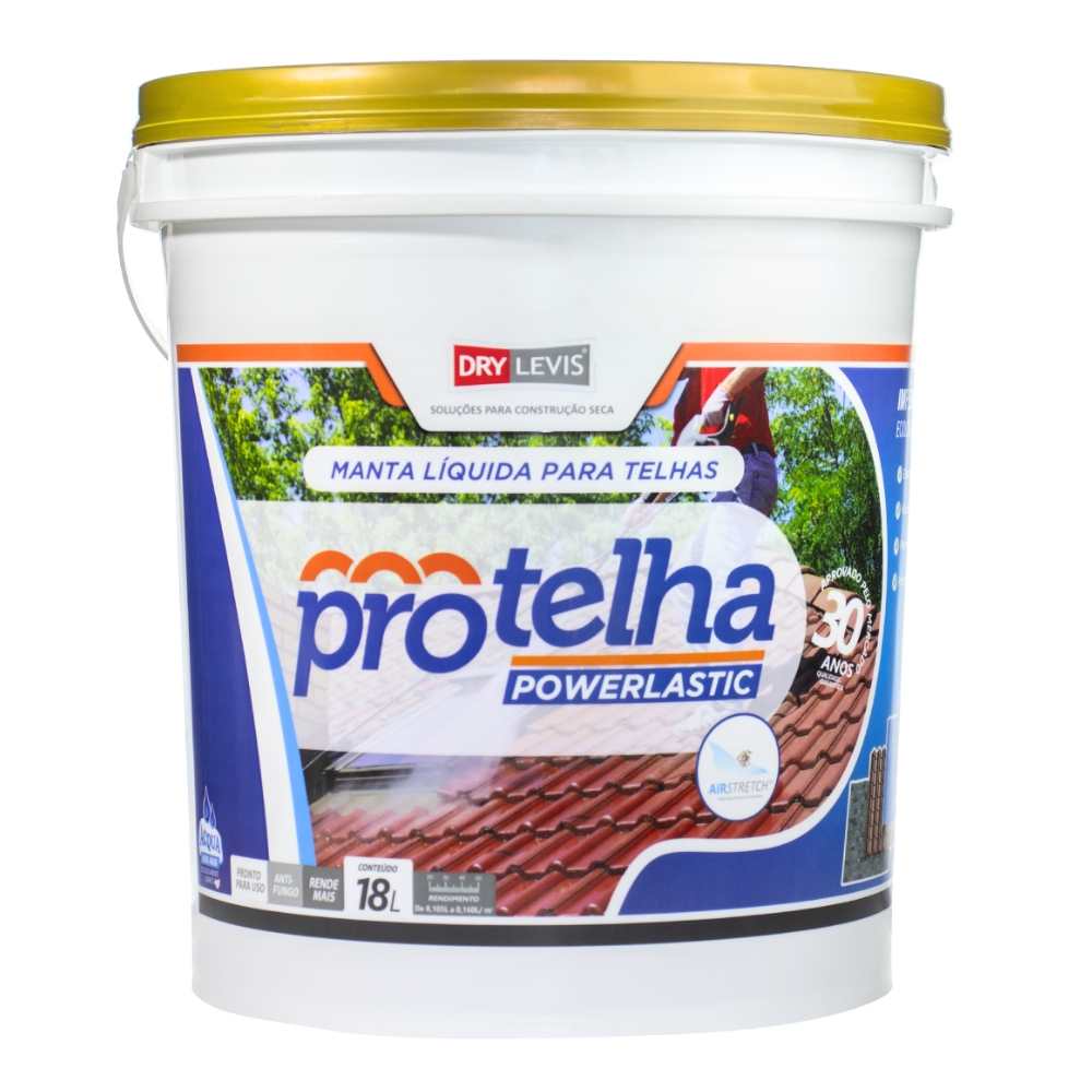 Manta Líquida Impermeabilizante Elástica Para Telhados Protelha Powerlastic Branco 18L