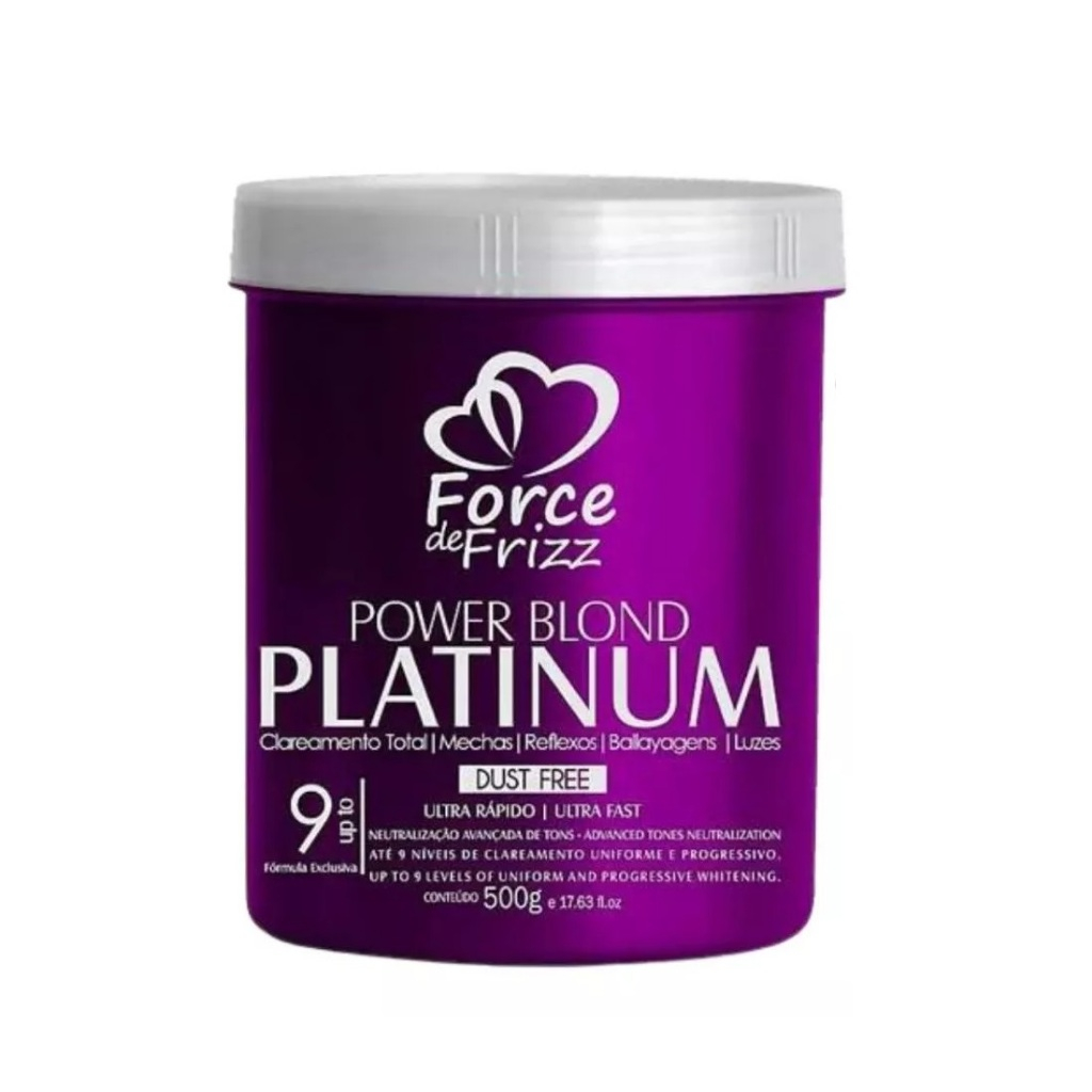Pó Descolorante Azul Power Blond Platinum 500g - Até 12 Tons Dust Free - Force Cosméticos