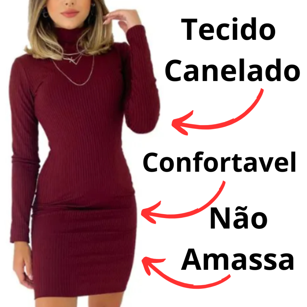 Vestido Colado Preto Manga Longa na Black Friday 2025 | BuscaProdutos