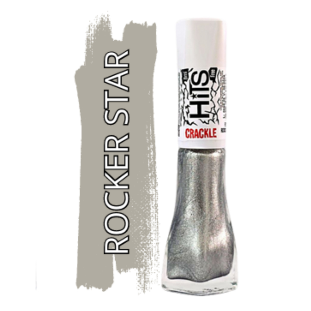 Esmalte Hits ROCKER STAR Crackle – Acabamento Craquelado para Unhas Cheias de Estilo