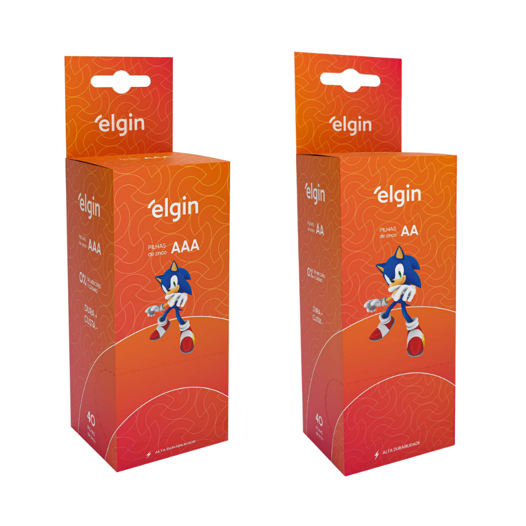 80 Pilhas de Comum - 40 Pilhas AAA  + 40 Pilhas AA - Elgin - 20 Blister com 4 Unidades