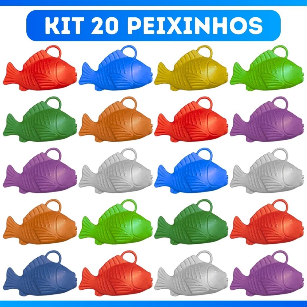 20 Peixinho para Pescaria Festa Junina Peixe Brinquedo Color Boia na Piscina - MAIS BARATO