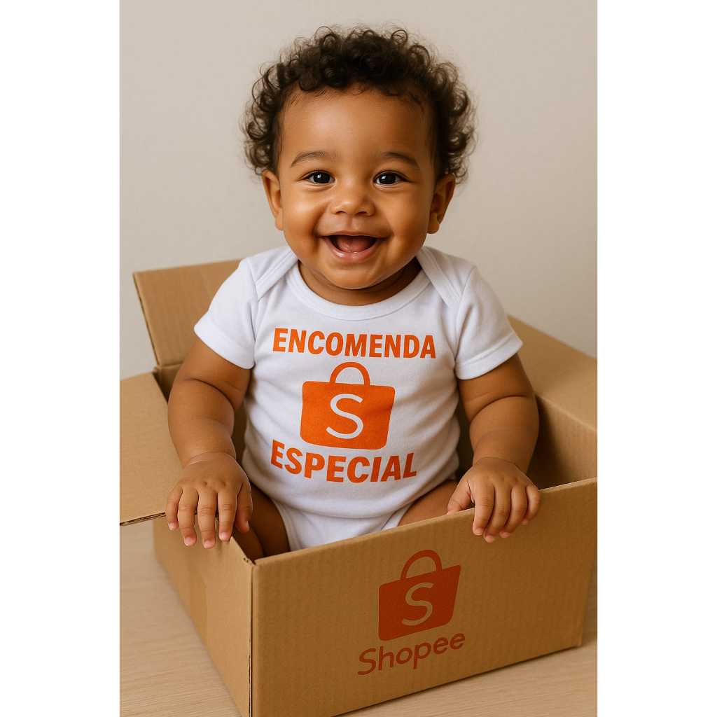 Body Bebê Menino Encomenda Especial Temática Shopee Mesversário Roupa Divertida Presente Bebê Engraçado em Oferta na Shopee