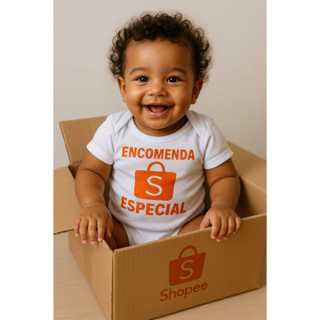Body Bebê Menino Encomenda Especial Temática Shopee Mesversário Roupa Divertida Presente Bebê Engraçado em Oferta na Shopee
