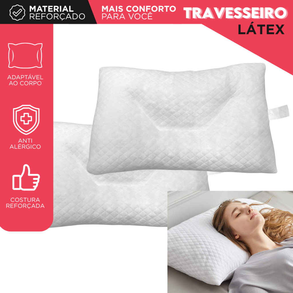 Travesseiro Látex Premium Ortopédico | Antiácaro, Costura Reforçada | Suporte Cervical - SHEFA