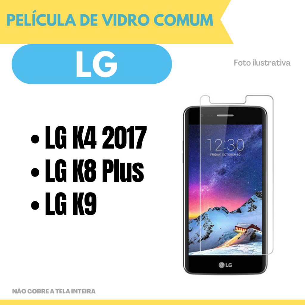 Película de vidro LG K4 2017 / LG K8 Plus / LG K9 / Protetor de tela.