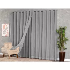 Cortina Voil Gaze De Linho 3,00 x 2,30/ 2,40/ 2,50/ 2,60/ 2,70 /2,80 C/Forro Blackout Grosso