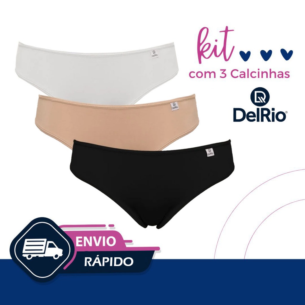 Kit 3 Calcinhas Biquínis Microfibra DelRio
