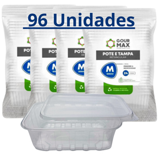 Pote Descartável 500ml Retangular Freezer Microondas Marmita Fitness Empilhável Reutilizável 96 Und em Oferta na Shopee