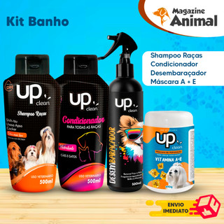 Kit Shampoo para Cachorro Shih Tzu Lhasa + Máscara Hidratação A+E 490g + Condicionador + Desembaraçador UP Clean