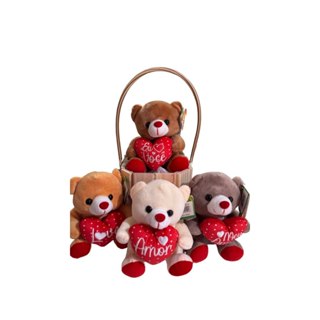 kit 6 Ursinhos de Pelucia 15cm cores variadas- Ideal para Presentear e decoração