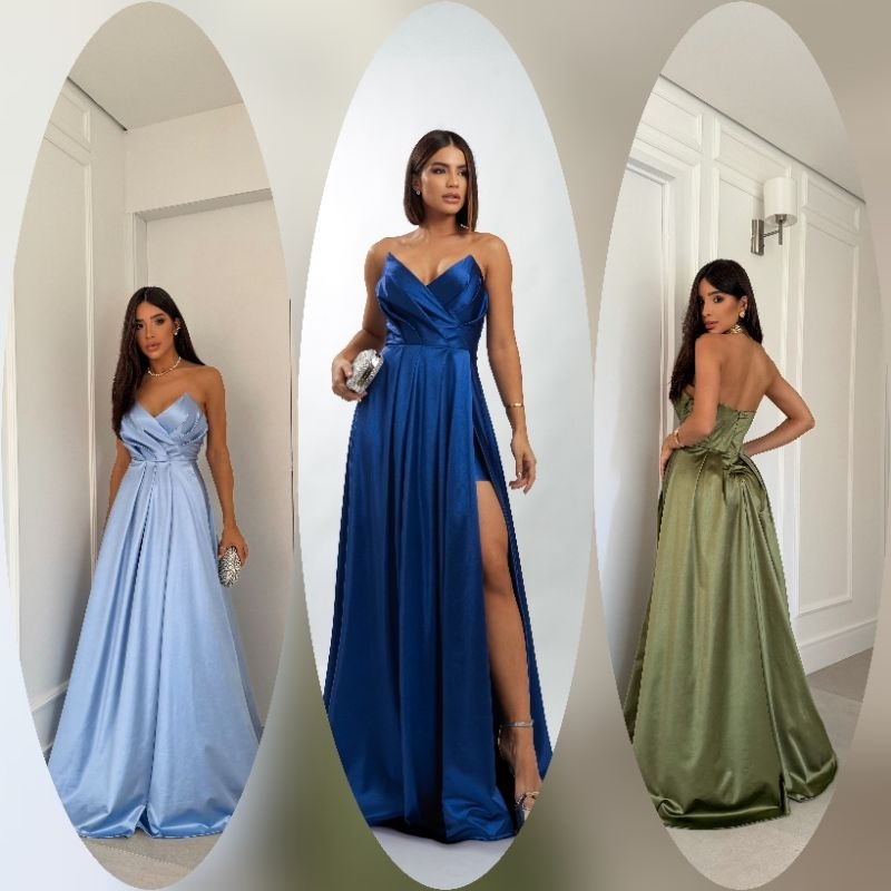 Vestido de festa longo elegante::casamento::madrinha::formatura::convidada::luxo.. em Oferta na Shopee