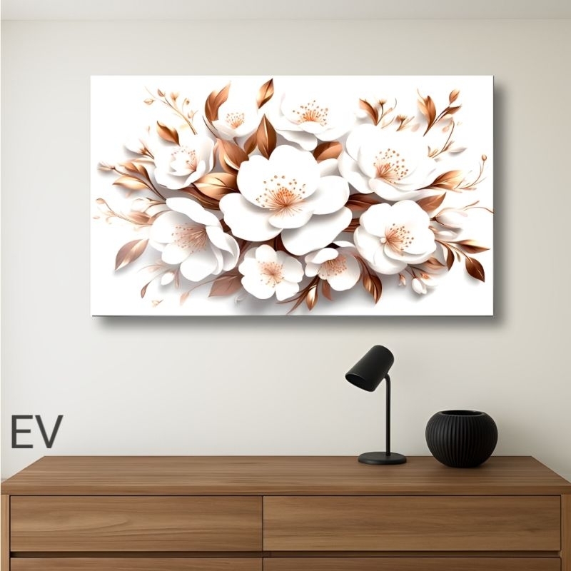 Quadro Decorativo lindas flores brancas, flores incríveis para seu ambiente