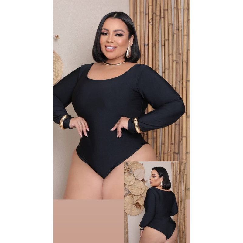 BLUSA BLUSINHA BODY BORI MAIO MANGA LONGA QUADRADO PLUS SIZE MANGA LONGA MODELADOR DE CINTURA PLUS SIZE