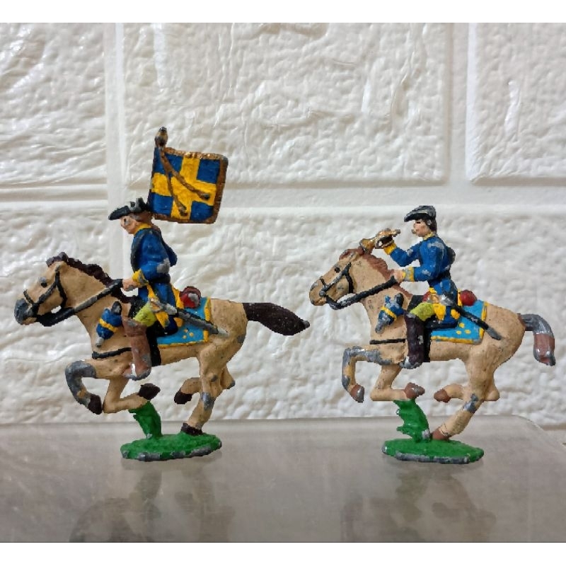 Bonecos antigos Soldados de Chumbo Cavalaria Sueca de 1700