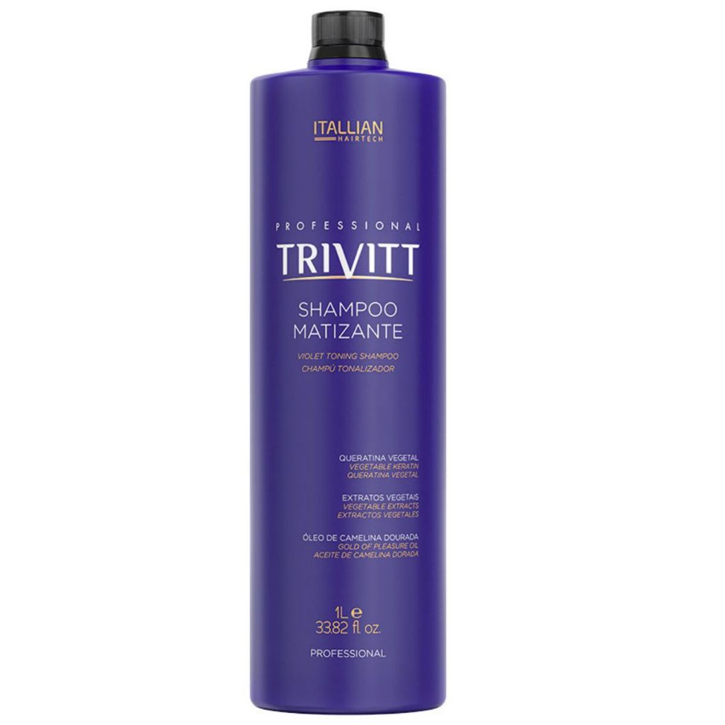 Shampoo Matizante Profissional Efeito Desamarelador Trivitt Itallian Hairtech (1L)