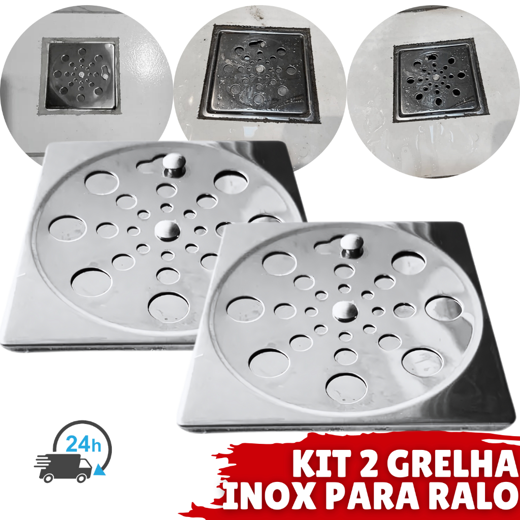 Grelha Para Ralo Inox Quadrado Tampa De Ralo Banheiro Com Fecho 100x100mm 150x150mm