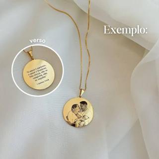 Colar Medalha Personalizado Dourado Banhado A Ouro 18k Foto Realista Desenho em Oferta na Shopee