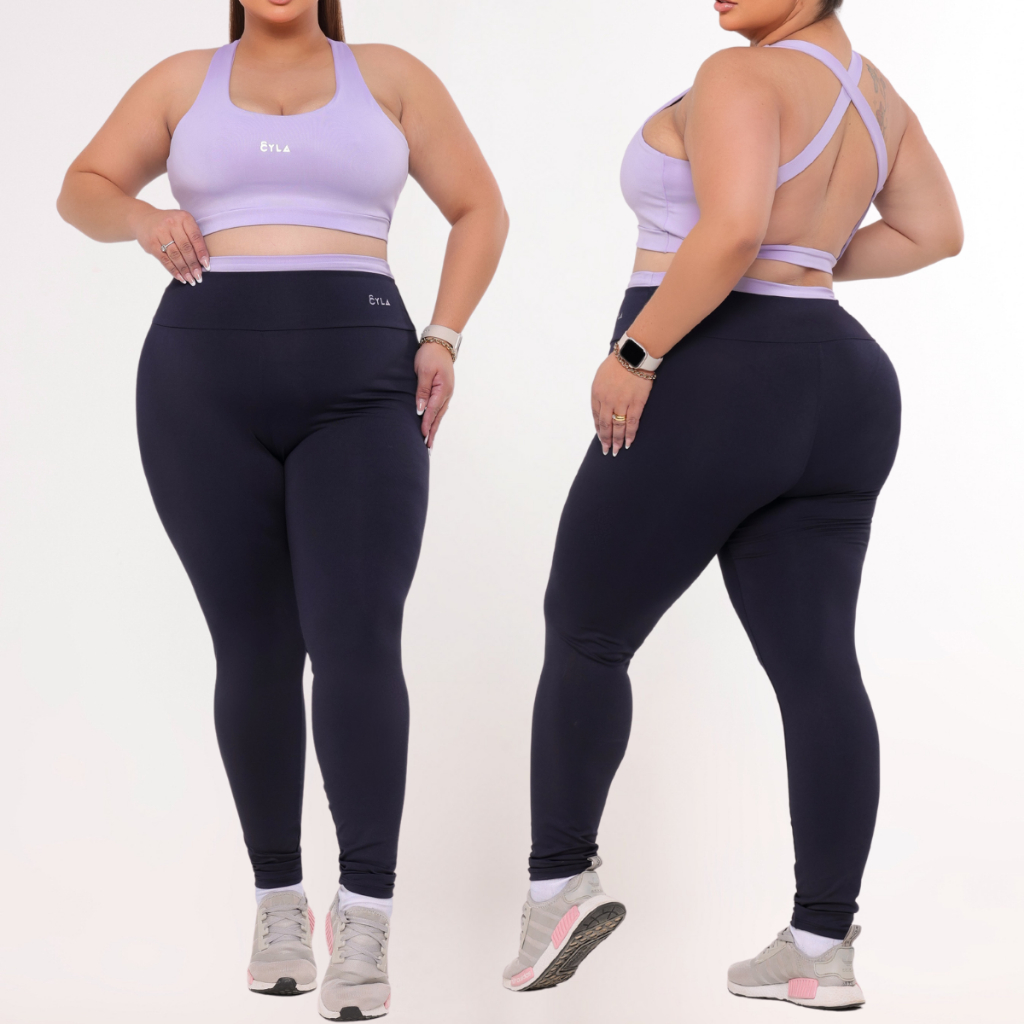 Conjunto Academia Fitness Top e Legging Plus Size Cintura Alta Suplex Premium Feminino GG ao EG em Oferta na Shopee
