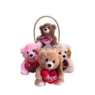 kit Ursinhos de Pelucia 18cm cores variadas- Ideal para Presente e Decoração