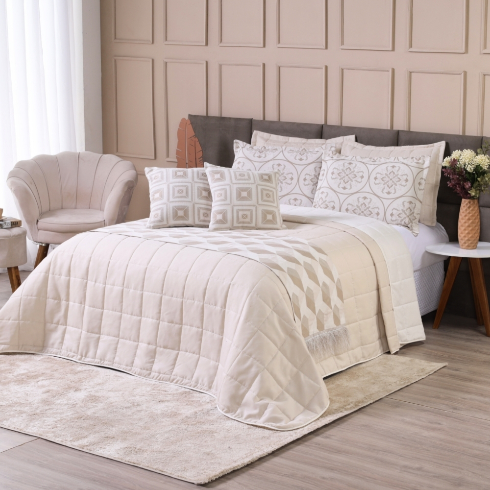 Kit Cobre Leito Casal King 6 Peças Thaeme Franja Sem Enchimentos 2,90mx2,50m