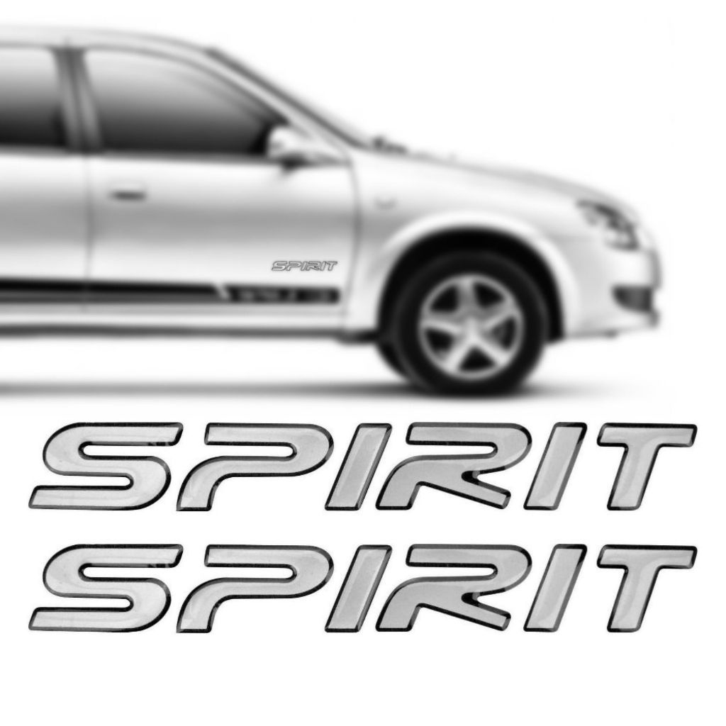 PAR EMBLEMA ADESIVO SPIRIT CELTA 08/16 CORSA 08/09 PRATA ADESIVO RESINADO LATERAL