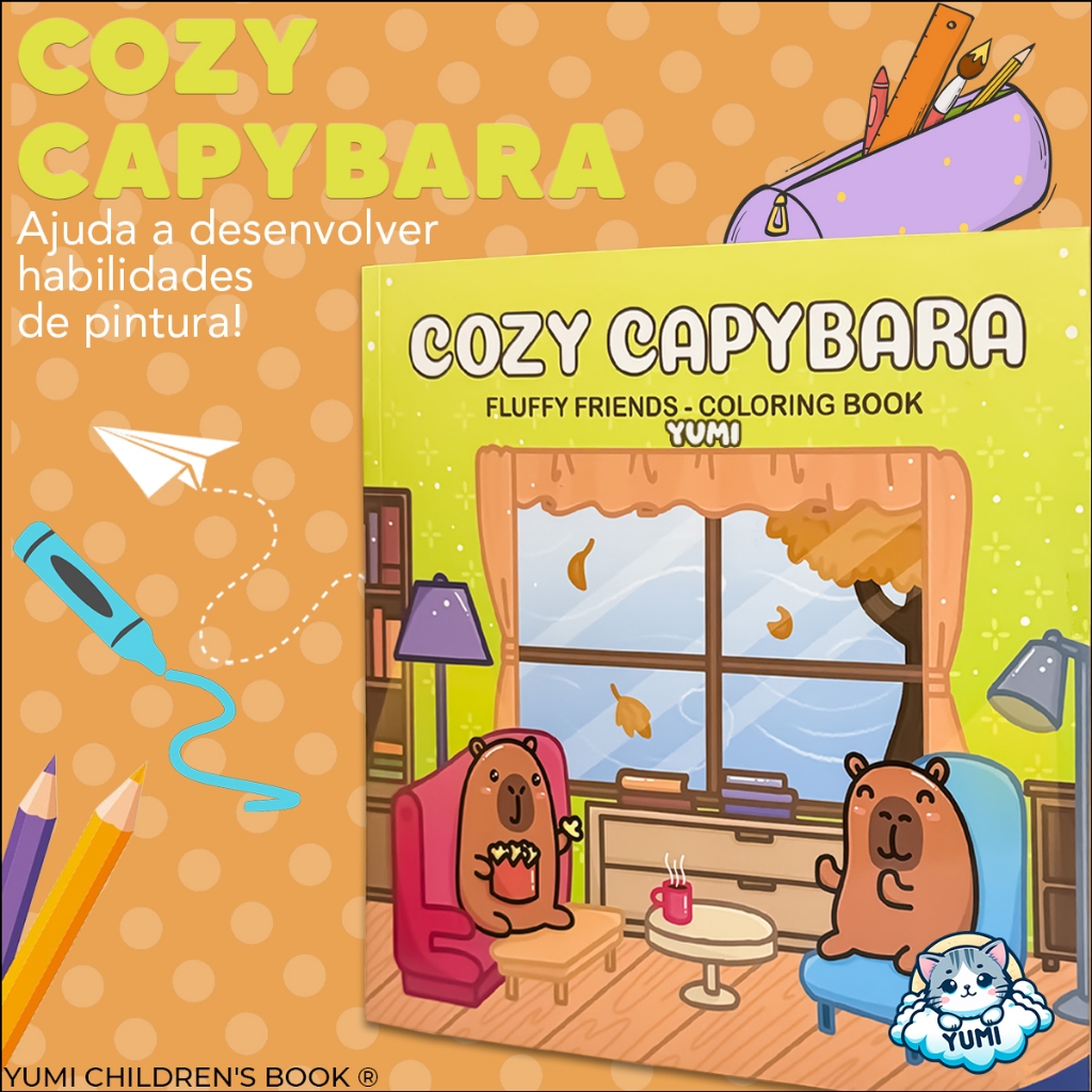 Livro de Colorir Comfy Fluffy Friends Folhas Grossas 120G Desenhos Fofos Pintar Crianças E Adultos · foto 2