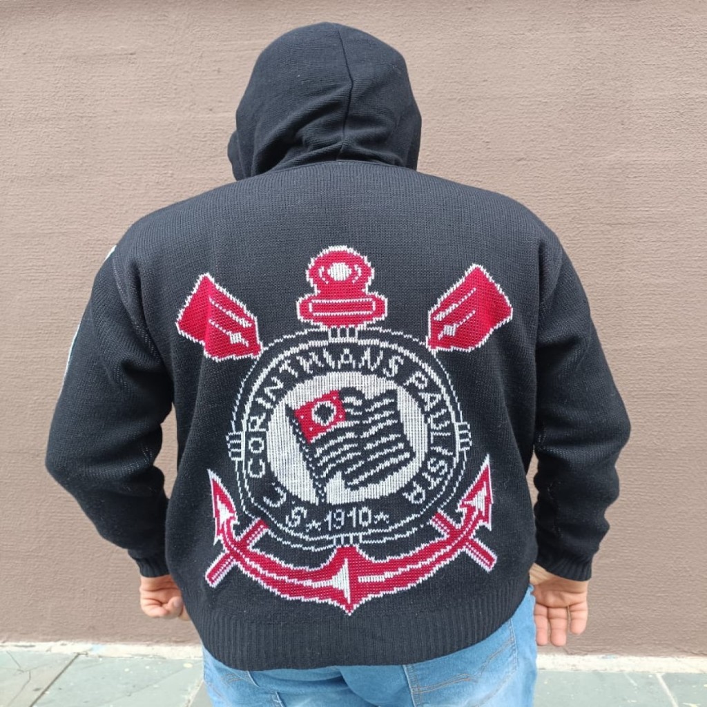 Blusa De Frio Adulto Corinthians Retro Preto Agasalho De Frio Casaco